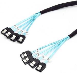 Cablecc Internal SAS 4 SATA Host to 4 SATA 7pin Target Hard Disk 6Gbps Data Server Raid Cable 50cm