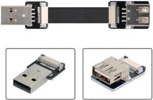 Cablecc USB 2.0 Type-A Male to Female Extension Data Flat Slim FPC Cable for FPV and Disk and Scanner and Printer