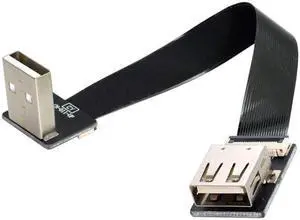 Cablecc Up Angled USB 2.0 Type-A Male to Female Extension Data Flat Slim FPC Cable for FPV and Disk and Scanner and Printer