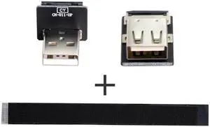 Jimier 2.0M Up Angled USB 2.0 Type-A Male to Female Extension Data Flat Slim FPC Cable for FPV & Disk & Scanner & Printer