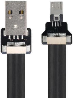 Cablecc USB 2.0 Type-A Male to Micro USB 5Pin Male Data Flat Slim FPC Cable for FPV and Disk and Phone