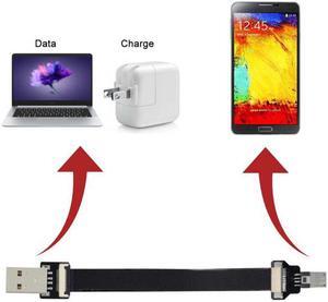 CY 0.2M USB 2.0 Type-A Male to Micro USB 5Pin Male Data Flat Slim FPC Cable for FPV & Disk & Phone