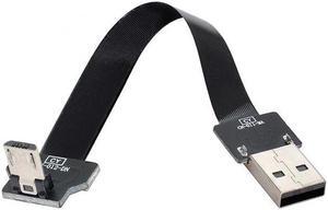 Xiwai Down Angled USB 2.0 Type-A Male to Micro USB 5Pin Male Data Flat Slim FPC Cable for FPV and Disk and Phone