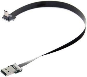 Cablecc Up Angled USB 2.0 Type-A Male to Micro USB 5Pin Male Data Flat Slim FPC Cable for FPV and Disk and Phone