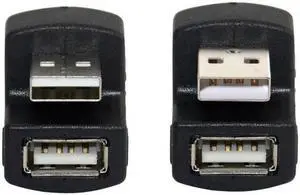 Jimier 1 Set Up & Down Angled USB 2.0 Adapter A Male to Female Extension 180 Degree Black