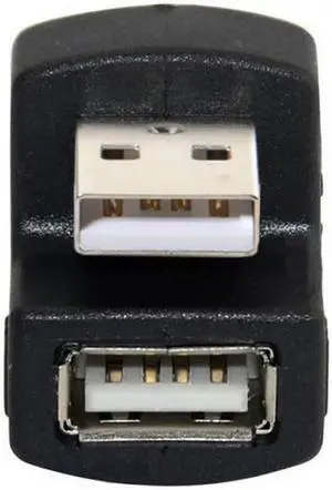 CY 1 Set Up & Down Angled USB 2.0 Adapter A Male to Female Extension 180 Degree Black
