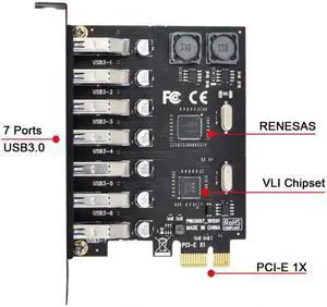 Xiwai 7 Ports PCI-E to USB 3.0 HUB PCI Express Expansion Card Adapter 5Gbps for Motherboard