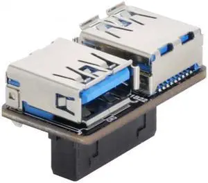 CY Dual USB 3.0 A Type Female to Motherboard 20/19 Pin Box Header Slot Adapter PCBA Flat Type