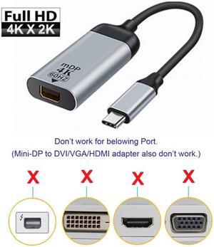 Jimier USB-C Type C to Mini DP Displayport Cable Adapter 4K 2K 60hz for Tablet & Phone & Laptop