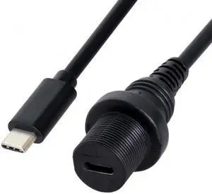 Cablecc Waterproof USB-C Type-C USB 3.1 Extension Flush Car Mount Extension Cable for Dashboard Panel