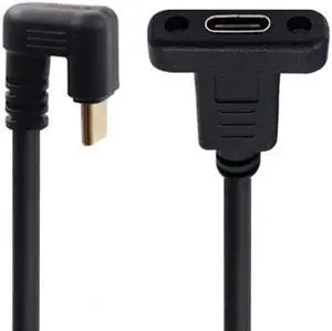 Cablecc 180 Degree U Shape Back Angled USB-C USB 3.1 Type C Male to Female Extension Data Cable 30cm