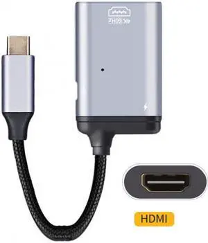 Xiwai USB-C Type C to HDMI Converter HDTV Adapter 4K 60hz 1080p with Female PD Power Port