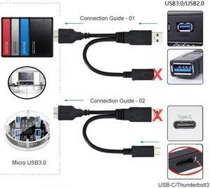 CY Combo USB-C USB 3.1 Type-C & USB3.0 Type-A Host to Micro USB 3.0 Target Data Cable for Disk
