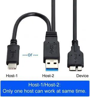 Jimier Combo USB-C USB 3.1 Type-C & USB3.0 Type-A Host to Micro USB 3.0 Target Data Cable for Disk