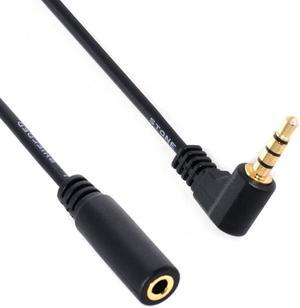 Jimier 1Set 3/4 Poles Audio Stereo 90 Degree Right Angled 3.5mm Male to Female Extension Cable