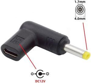 Cablecc USB 3.1 Type C USB-C Female to DC 12V 4.0x1.7mm Plug Adapter PD Emulator Trigger 90 Degree Angled