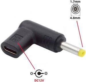 Cablecc USB 3.1 Type C USB-C Female to DC 12V 4.8x1.7mm Plug Adapter PD Emulator Trigger 90 Degree Angled