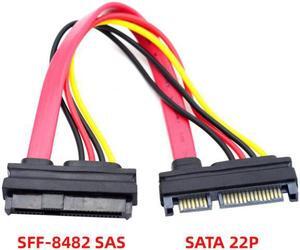 Cablecc SFF-8482 SAS 29Pin to 22Pin SATA Hard Disk Drive Raid Extension Cable with Data Power Port
