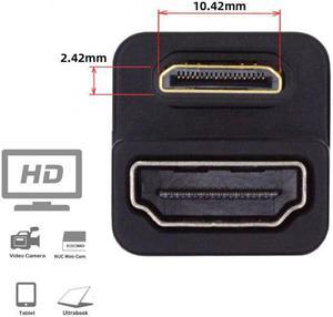 Cablecc 360 Degree Up Opposite U Shape Back Angled Mini HDMI 1.4 Male to HDMI Female Extension Adapter Converter