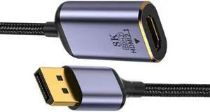 Cablecc DisplayPort 1.4 Source to HDMI 2.0 Display 8K 60hz UHD 4K DP to HDMI Female Monitor Adapter Cable