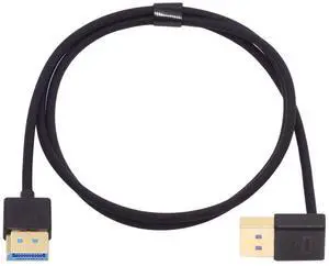 Cablecc Ultrafine Down Angled DisplayPort 1.4 DP to DP Cable 8K 60hz Cable Ultra-HD UHD 4K 144hz 90 Degree for Desktop Laptop Monitor 100cm