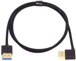 Cablecc Ultrafine Left Angled DisplayPort 1.4 DP to DP Cable 8K 60hz Cable Ultra-HD UHD 4K 144hz 90 Degree for Desktop Laptop Monitor 100cm