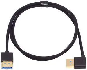 Cablecc Ultrafine Right Angled DisplayPort 1.4 DP to DP Cable 8K 60hz Cable Ultra-HD UHD 4K 144hz 90 Degree for Desktop Laptop Monitor 100cm