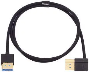 Cablecc Ultrafine Up Angled DisplayPort 1.4 DP to DP Cable 8K 60hz Cable Ultra-HD UHD 4K 144hz 90 Degree for Desktop Laptop Monitor 100cm