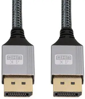 Cablecc 200cm DisplayPort DP to DP Cable 4K 60hz Cable Silver Sleeve Ultra-HD UHD for Desktop Laptop Monitor Graphics Card