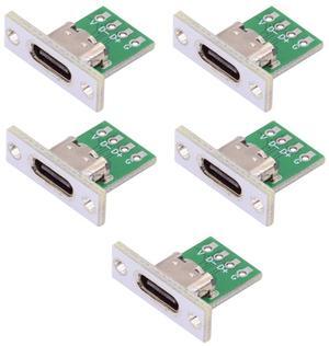 Cablecc 5pcs/set DIY OEM Type C Female Socket Connector Panel Mount Type with PC Board 24pin USB 2.0 Pinout