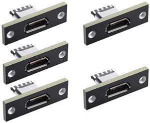 Cablecc 5pcs/set DIY OEM Micro-USB 5Pin Female Type-B Socket Connector Panel Mount Type with PC Board USB 2.0 Pinout