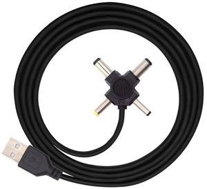 Cablecc USB 2.0 Type-A Male to 4-in-1 DC 5V 5.5x2.5mm 5.5x2.1mm 4.0x1.7mm 3.5x1.3mm Power Plug Barrel Connector Charge Cable