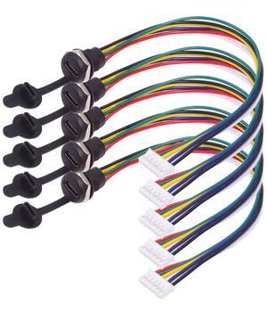 Cablecc 5pcs/set DIY OEM Type C Female Socket to 6Pin Header Cable Pitch=2.0mm Panel Mount DC 5V/20V PD Power