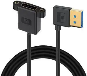 Cablecc Ultrafine Left Angled DisplayPort 1.4 DP Male to Female Extension Cable 8K 60hz 4K 144hz for Desktop Laptop Monitor Graphics Card 30cm