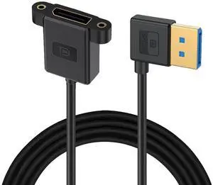 Cablecc Ultrafine Right Angled DisplayPort 1.4 DP Male to Female Extension Cable 8K 60hz 4K 144hz for Desktop Laptop Monitor Graphics Card 30cm