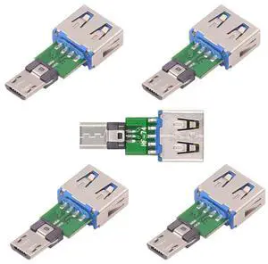 Cablecc 5pcs/lot Micro USB 2.0 5Pin Male Connector to USB Type-A Female OTG Data PCBA Adapter for Tablet Phone