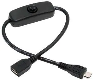 Cablecc Micro USB2.0 Cable with On Off Power Switch Button Micro 5Pin Male to Female for DC 5V Desk Lamp Fan Camera