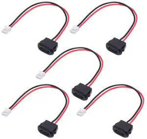 Cablecc 5pcs/set DIY OEM Type C Female Socket to 2Pin Header Cable Pitch=2.0mm Latch Mount Type DC 5V Power
