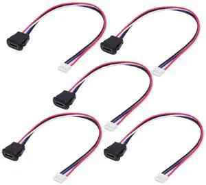 Cablecc 5pcs/set DIY OEM Type C Female Socket to 4Pin Header Cable Pitch=2.0mm Latch Mount Type DC 5V Power