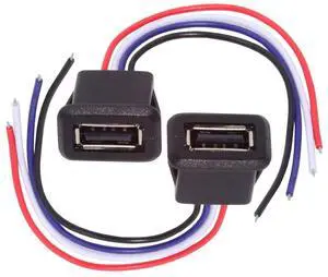 Cablecc 2pcs/set DIY OEM Type A Female Socket to 4Pin Open Cable Latch Mount Type DC 5V Power Data