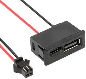 Cablecc DIY OEM Type-A & Type-C Female Socket Horizontal to 2Pin Header Cable Pitch=2.54mm Latch Mount Type DC 5V Power