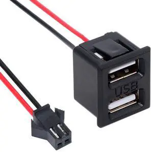 Cablecc DIY OEM Dual Type-A Female Socket to 2Pin Header Cable Pitch=2.54mm Latch Mount Type DC 5V Power