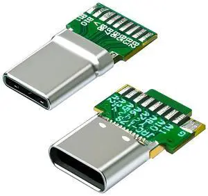Cablecc 2pcs/lot OEM DIY USB-C USB 3.1 Type-C Male &  Female Plug Socket Connector Solder Type with PCB