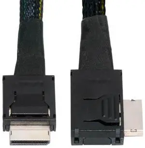 Cablecc Left Angled 90 Degree OcuLink PCIe 4.0 PCI-Express SFF-8611 4i to SFF-8611 Data Active Cable for eGPU SSD 50cm