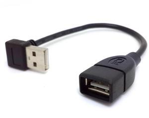 Cablecc USB 2.0 Type-A Male to USB Female M-F Extension Cable 20cm 90 Degree Down Angled Type