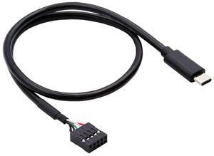 Cablecc USB 2.0 Motherboard 9pin 10pin Header to Type-C USB-C Cable 50cm for Mini Monitor Sensor Panel Camera