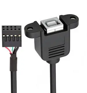 Cablecc USB 2.0 Motherboard 9pin 10pin Header to Standard Type-B Female Extension cable with Nuts for Panel Mount