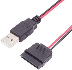 Cablecc DC 5V Single USB to SATA 15Pin Power Cable for 2.5 inch SATA HDD SSD Disk Driver 5V 2A Max