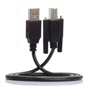 Cablecc USB 2.0 Type-A Male to Type-B Thumbscrew Standard Male Mount Panel Type for Industrial Camera Robot Scanner Disk