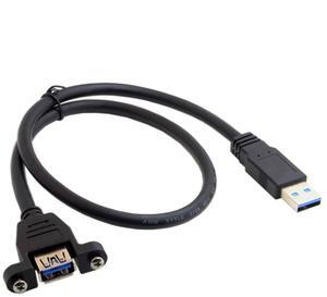 Cablecc USB 3.0 Type A Male to Type A Female Extension Cable 50cm Panel Mount Type for Laptop Desktop